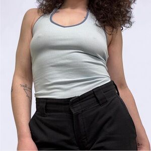 American Eagle Baby Blue Ribbed Halter Top